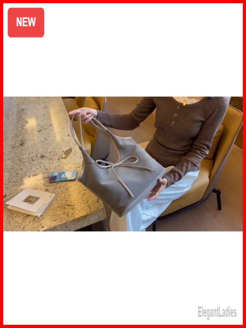 Faux Suede Hobo Tote Bag with Cross Lock - Picture 6 of 6